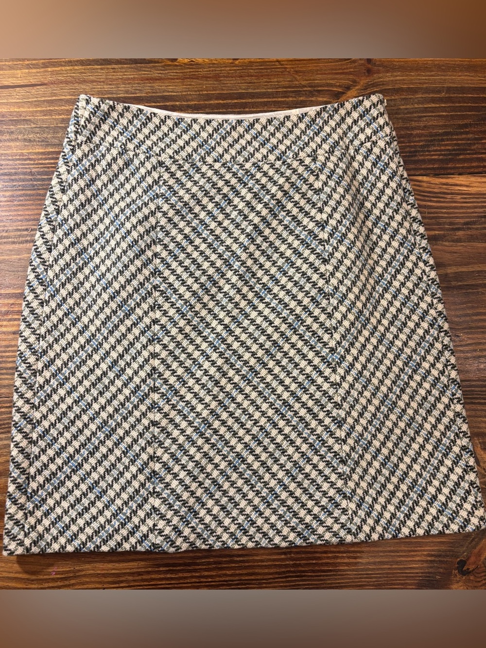 NWT Ann Taylor Wool Blend Chevron Herringbone Pencil Skirt 10 Blue Green Black